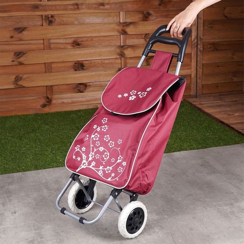 Wózek Zakupowy Torba Zakupowa Bordowa na Kółkach z Uchwytem na Zakupy na Arena.pl