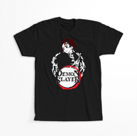 Koszulka Czarna Demon Slayer / Kimetsu no Yaiba / Miecz zabójcy demonów - WYBIERZ KOLOR KOSZULKI I FASON Damska L