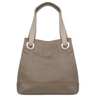 VERA PELLE torebka skórzana shopper z parcianymi rączkami V528 taupe