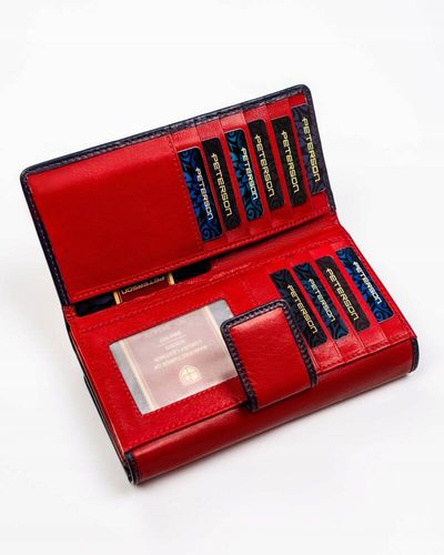 pojemny, skórzany portfel damski na zatrzask i suwak - peterson na Arena.pl