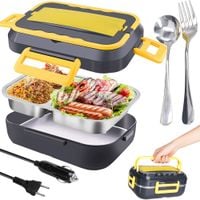 Elektryczny lunchbox pojemnik podgrzewany do auta ciężarówki pracy obiadowy — Czarny