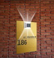 złota TABLICZKA ADRESOWA aluminiowa oświetlony numer domu 30x20 pionowa