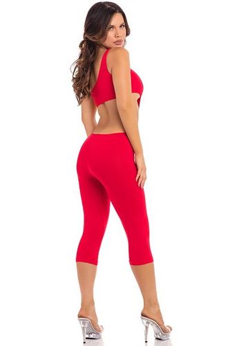 one shoulder cropped catsuit red, s/m na Arena.pl