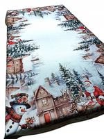 BIAŁY OBRUS ŚWIĄTECZNY 110X160 BOŻE NARODZENIE PLAMOODPORNY MIKOŁAJ RENIFER