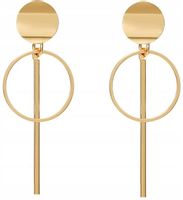 Kolczyki Geometryczne Wiszące Koła Złote Długie  B113_Złoty