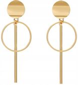 Kolczyki Geometryczne Wiszące Koła Złote Długie  B113_Złoty