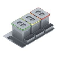 Kosz na śmieci PRAKTIKO, do szafki 900mm, 3 x 15l + 3 x brytfanka