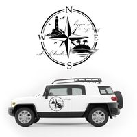 NAKLEJKA NA SAMOCHÓD TERENOWY dekoracyjna róża wiatrów palmy KAMPER 50cm