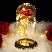 WIECZNA RÓŻA W SZKLE ŚWIECĄCA LED PREZENT NA WALENTYNKI DZIEŃ BABCI KOBIET