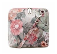 VERA PELLE torebka damska skórzana listonoszka stożek V256 z kwiatami