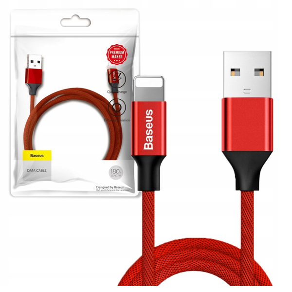 kabel baseus yiven lightning 1.8m 2a (czerwony) zdjęcie 1