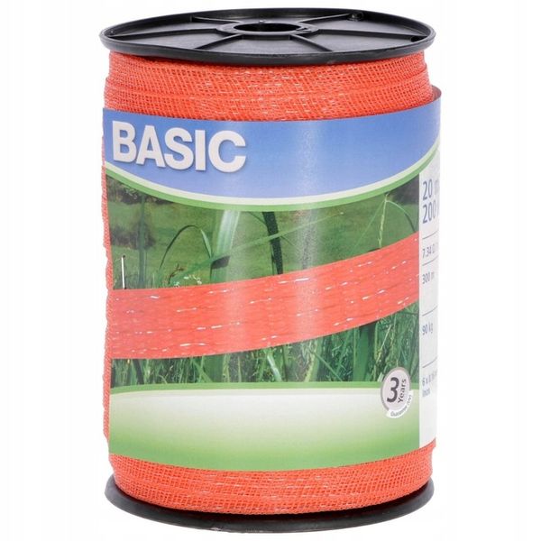Taśma BASIC 20 mm 200m dla koni PASTUCH pomarańczo zdjęcie 1