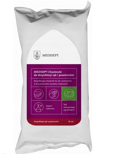 Chusteczki dezynfekcja rąk i powierzchni 50 sztuk zdjęcie 1