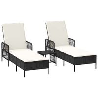 Leżak z poduszką 2-osoba 2 pcs Czarny 35 x 35 x 32cm polirattan