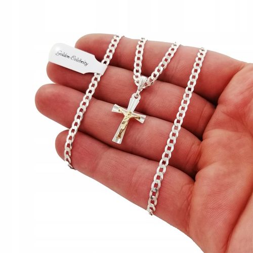 ŁAŃCUSZEK SREBRNY MĘSKI Z KRZYŻYKIEM PR. 925 NA PREZENT + DEDYKACJA GRATIS na Arena.pl