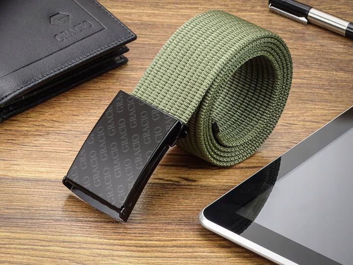 Pasek do Spodni Parciany KHAKI klamra GRACIO Męski Prezent 125cm zdjęcie 10