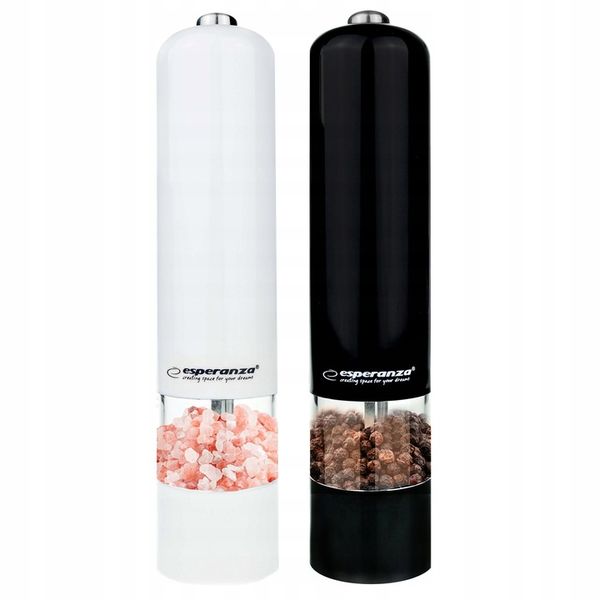 2X MŁYNEK DO PIEPRZU SOLI ELEKTRYCZNY BIAŁY CZARNY zdjęcie 4