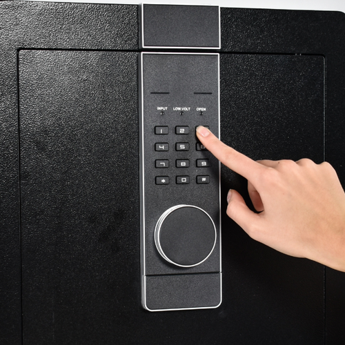 Pancerny Domowy Sejf z Zamkiem Elektronicznym i Kluczem 45x38x32 cm Czarny na Arena.pl