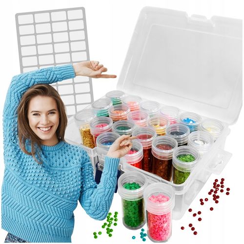 Zestaw 24 pojemników do diamond painting akcesoria haft diamentowy mozaika na Arena.pl