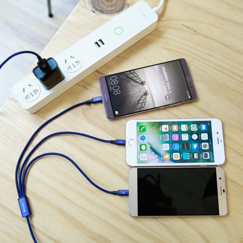 Kabel USB Baseus Rapid 3w1 Typ C / Lightning / Micro 3A 1,2M - niebieski na Arena.pl