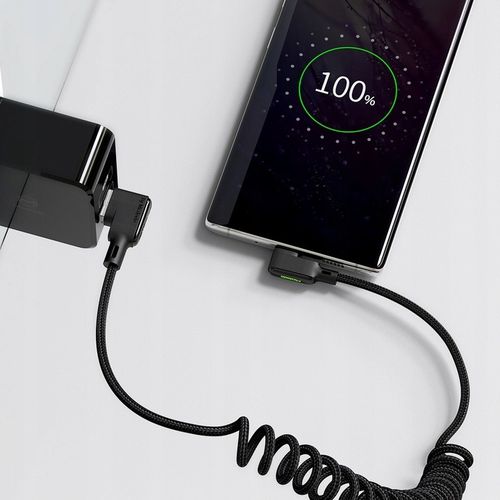 MCDODO KABEL KĄTOWY USB-C SPIRALNY SPRĘŻYNOWY SZYBKIE ŁADOWANIE TYP C LED na Arena.pl