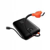 VEGER powerbank 20000 mAh z wbudowanymi kablami Typ C i Lightning czarny