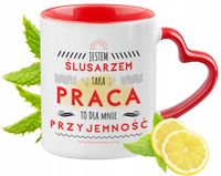 Kubek Dla Ślusarza Czerwony Z Uszkiem W Kształcie Serca Na Prezent