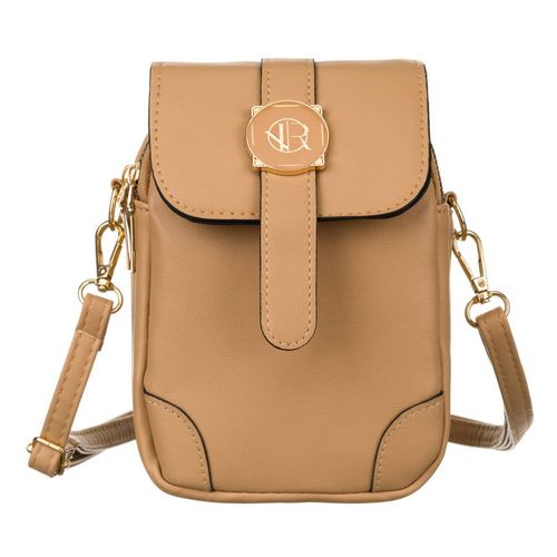 mini torebka damska ze skóry ekologicznej w brązowym kolorze zawieszona na Arena.pl