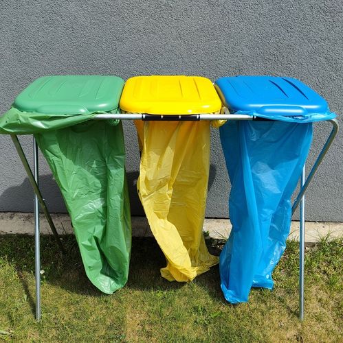 STOJAK METALOWY do Segregacji Śmieci Pojemnik KOSZ NA ODPADY na 3 WORKI na Arena.pl