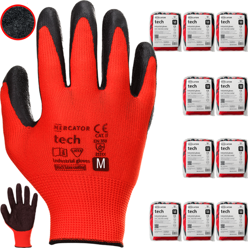 rękawice robocze mercator tech red+black latex - m - 120 par na Arena.pl