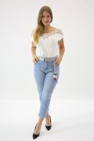 Niebieskie jeansy z ozdobnym paskiem Premium XS