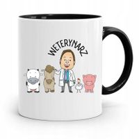 Kubek Czarny Dla Weterynarza Najlepszy Weterynarz Z Nadrukiem Ze Zdjęciem