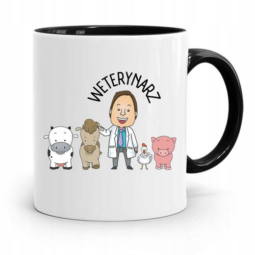 Kubek Czarny Dla Weterynarza Najlepszy Weterynarz Z Nadrukiem Ze Zdjęciem na Arena.pl