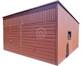 Hala Garaż blaszany 6x6 2x Brama okno dach spad w tył PLG107