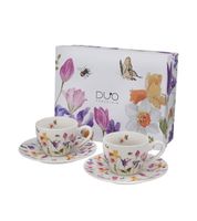 FILIŻANKI ZE SPODKIEM ESPRESSO DUO KWIATY MAY 90 ML X 2 SZT