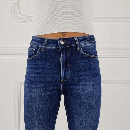 WYGODNE SPODNIE DAMSKIE JEANSOWE Blue Push-Up Plus Size na Arena.pl