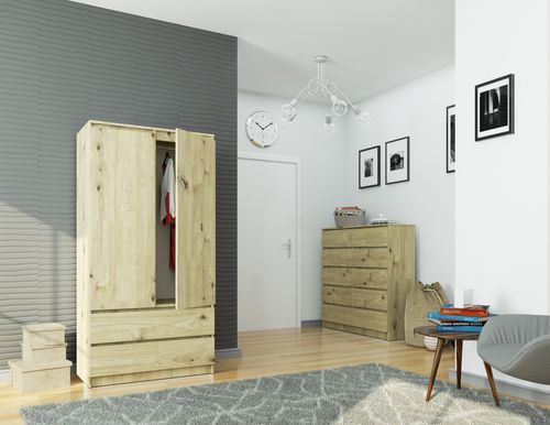 Szafa S 90 cm 2 drzwi 2 szuflady - dąb artisan na Arena.pl