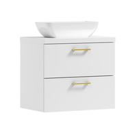 Szafka łazienkowa wisząca LUNA 60 biały/GOLD z umywalką Lara (GOLD)