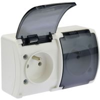 Koala gniazd podwójne 2x2P+Z natynkowe białe z klapką 162-51