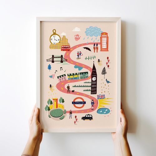 Plakat mapa mapy Londyn ilustracja 50x70 cm na Arena.pl