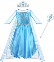 PRZEBRANIE KOSTIUM STRÓJ ELSA ELZA KSIĘŻNICZKA FROZEN KRAINA LODU 150cm