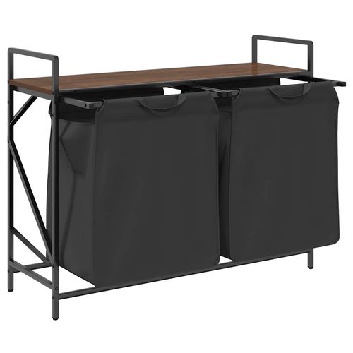 Kosz na pranie 2 przegrody z półką, brązowy dąb na Arena.pl