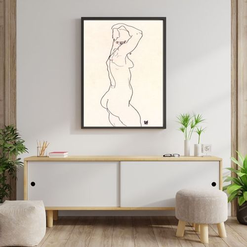 Standing Nude, Facing Right, Egon Schiele - plakat 50x70 cm na Arena.pl