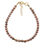 Bransoletka - Rodochrozyt kulki i srebro pozłacane