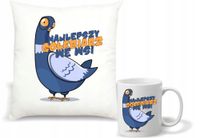 Zestaw PODUSZKA + KUBEK z nadrukiem grafiką DLA GOŁĘBIARZA NA PREZENT