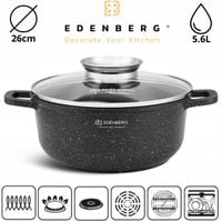 Garnek tradycyjny marmurkowy 26CM EB-8119 Edenberg 5,5 l AROMA KNOB + ŁAPKI
