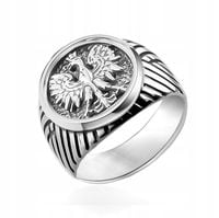 Sygnet Patriotyczny srebrny 925 ORZEŁ Godło Polski Oksydowany dla Patrioty