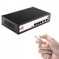 SWITCH CCTV do kamer 6 portowy 100Mbps POE 65W Spacetronik SP-SF1006P