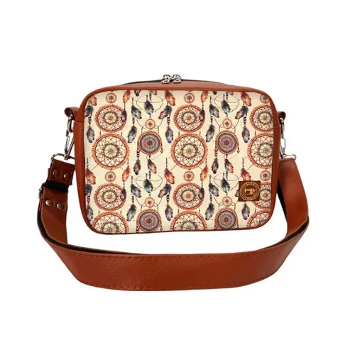 Torebka Łapacz Snów  - Wygodna Torebka Prostokątna Kolor ekoskóry - Brązowy na Arena.pl