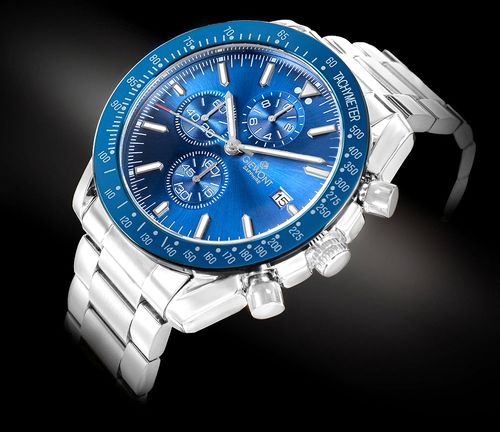 zegarek męski giewont chronograph sapphire srebrno niebieski gw8720-b3 na Arena.pl